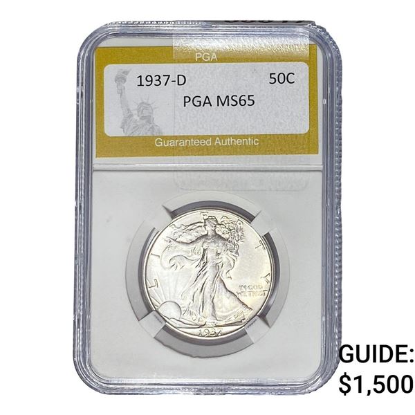 1937-D Walking Liberty Half Dollar PGA MS65