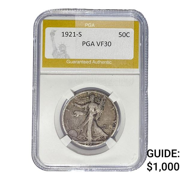 1921-S Walking Liberty Half Dollar PGA VF30