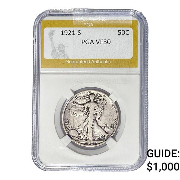 1921-S Walking Liberty Half Dollar PGA VF30
