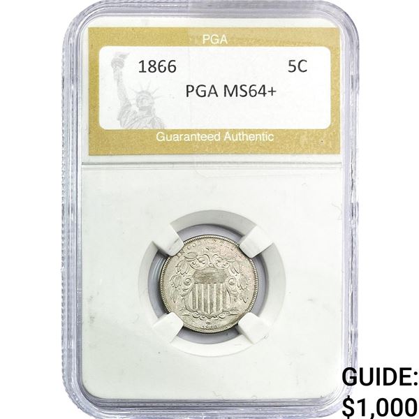 1866 Shield Nickel PGA MS64+