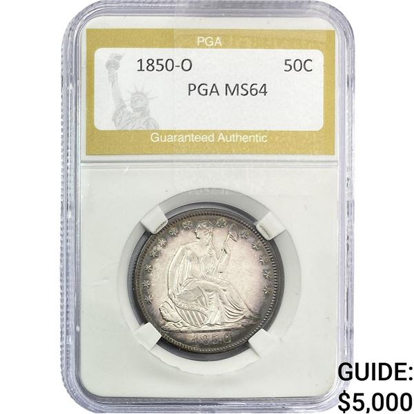 1850-O Seated Liberty Half Dollar PGA MS64