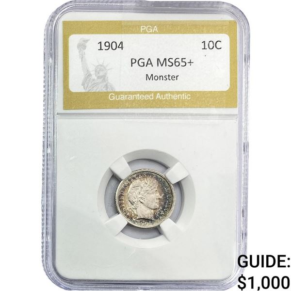 1904 Barber Dime PGA MS65+ Monster