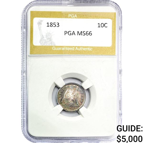 1853 Seated Liberty Dime PGA MS66