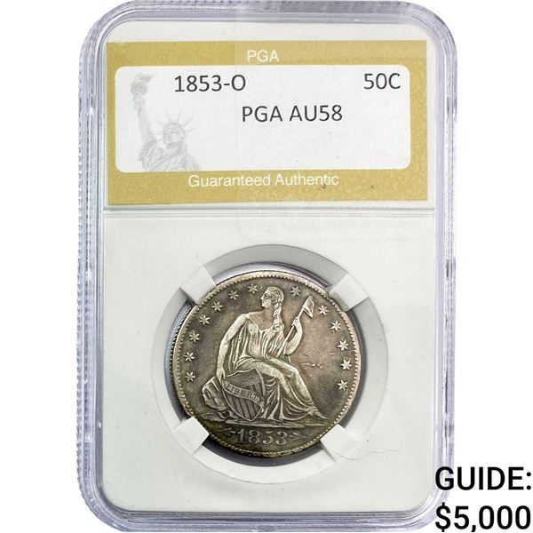 1853-O Seated Liberty Half Dollar PGA AU58
