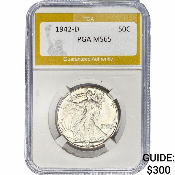 1942-D Walking Liberty Half Dollar PGA MS65