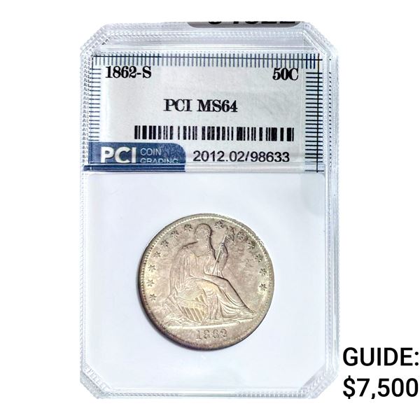 1862-S Seated Liberty Half Dollar PCI MS64