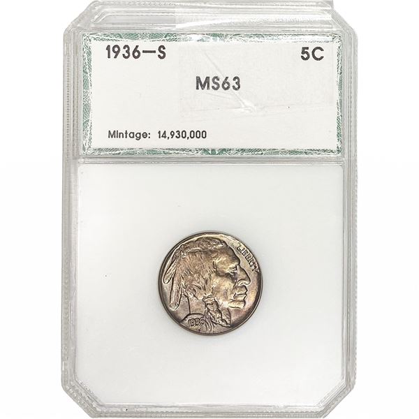 1936-S Buffalo Nickel PCI MS63