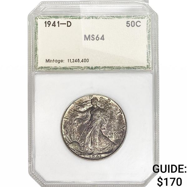 1941-D Walking Liberty Half Dollar PCI MS64