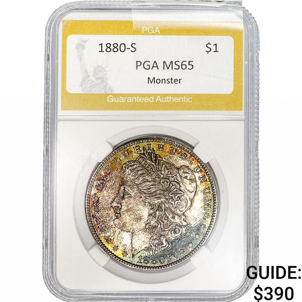1880-S Morgan Silver Dollar PGA MS65 Monster