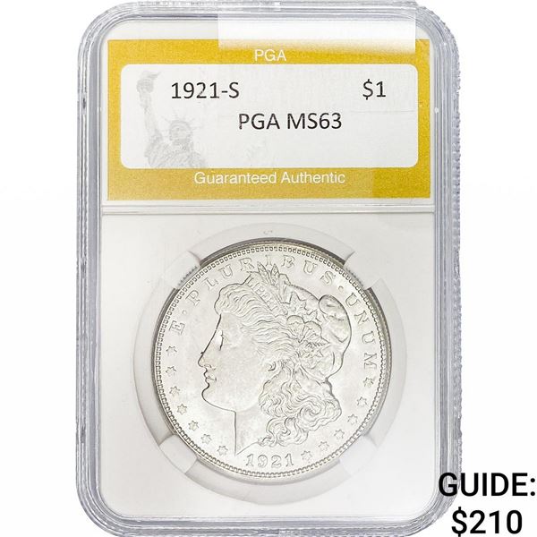 1921-S Morgan Silver Dollar PGA MS63