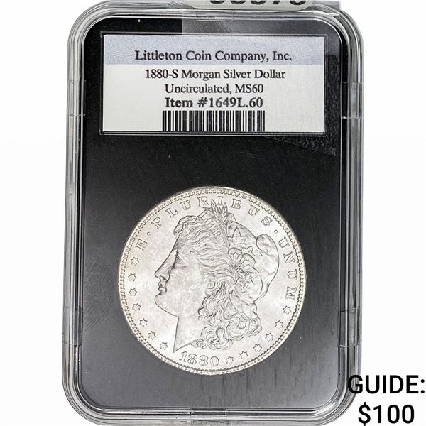 1880-S Morgan Silver Dollar LCC MS60