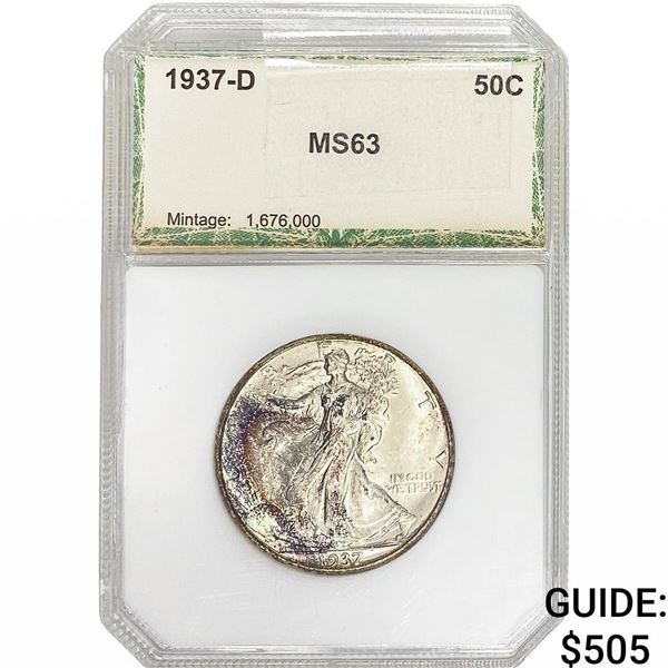 1937-D Walking Liberty Half Dollar PCI MS63