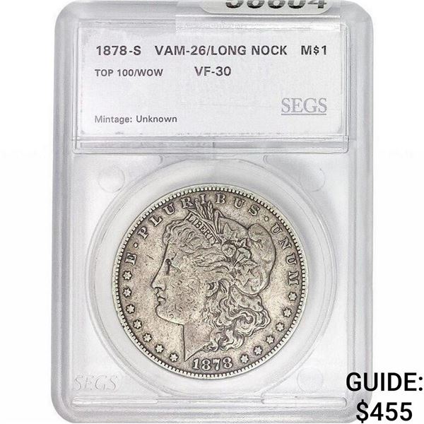 1878-S Morgan Silver Dollar SEGS VF30 VAM-26