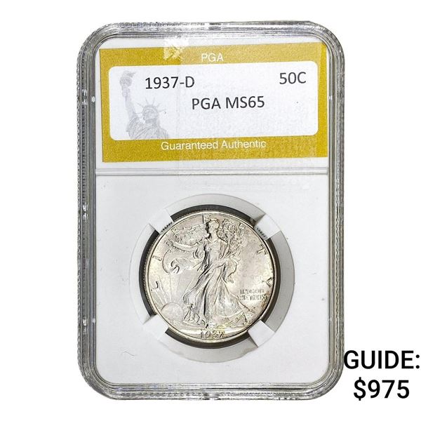 1937-D Walking Liberty Half Dollar PGA MS65