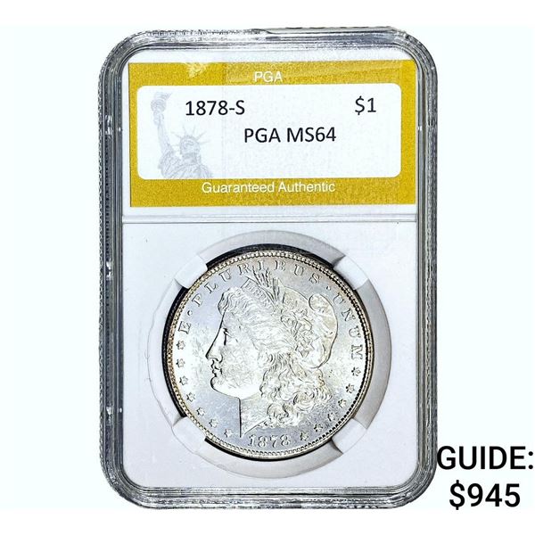 1878 8TF Morgan Silver Dollar PGA MS64