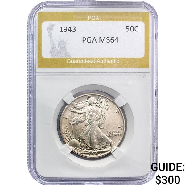 1943 Walking Liberty Half Dollar PGA MS64