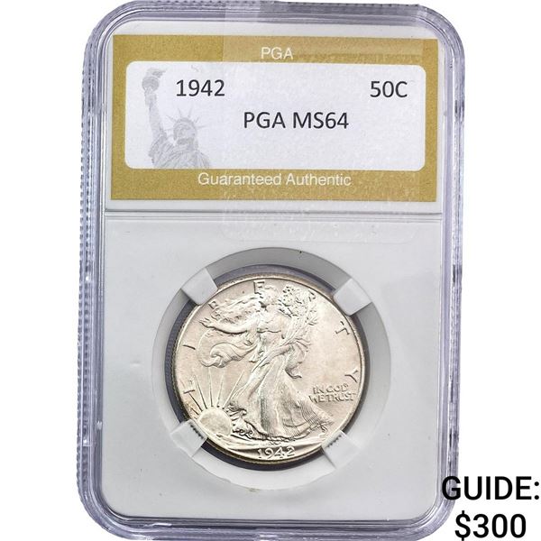 1942 Walking Liberty Half Dollar PGA MS64