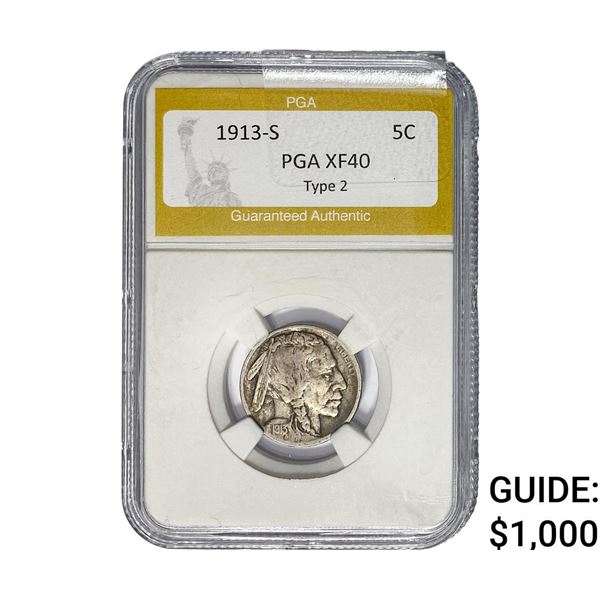 1913-S Buffalo Nickel PGA XF40 TY 2