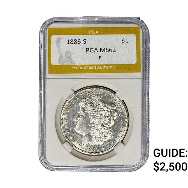 1886-S Morgan Silver Dollar PGA MS62 PL