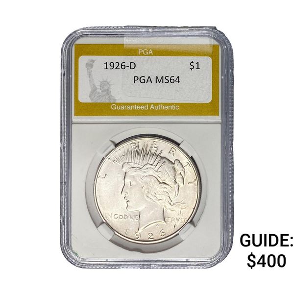 1926-D Silver Peace Dollar PGA MS64