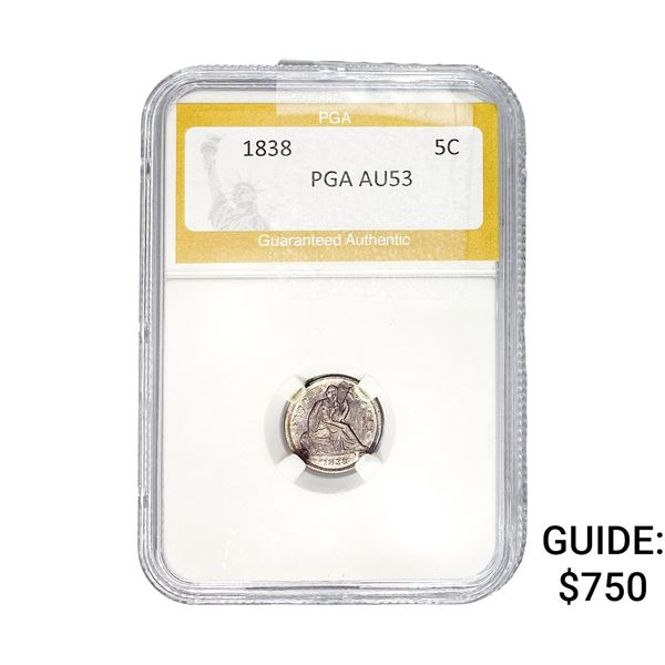 1838 Seated Liberty Half Dime PGA AU53