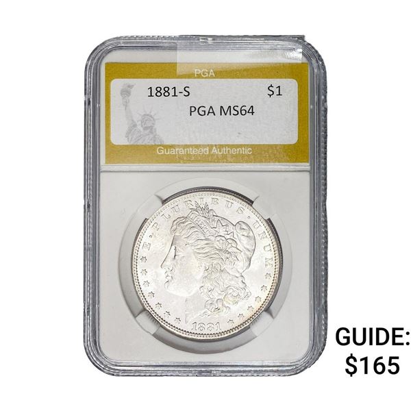 1881-S Morgan Silver Dollar PGA MS64