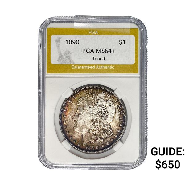 1890 Morgan Silver Dollar PGA MS64+ Toner