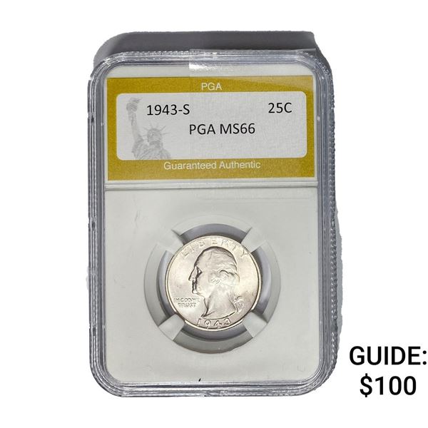 1943-S Washington Silver Quarter PGA MS66