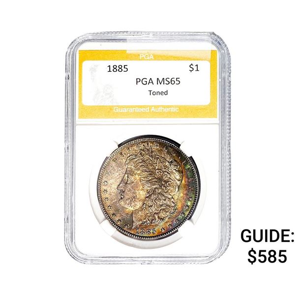 1885 Morgan Silver Dollar PGA MS65 Toner