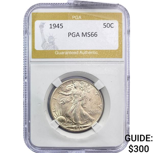 1945 Walking Liberty Half Dollar PGA MS66