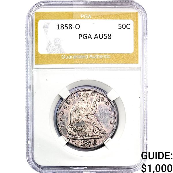 1858-O Seated Liberty Half Dollar PGA AU58