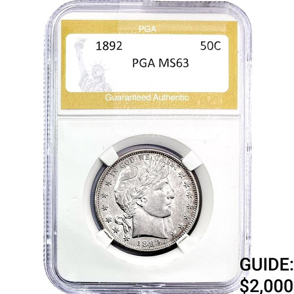 1892 Barber Half Dollar PGA MS63