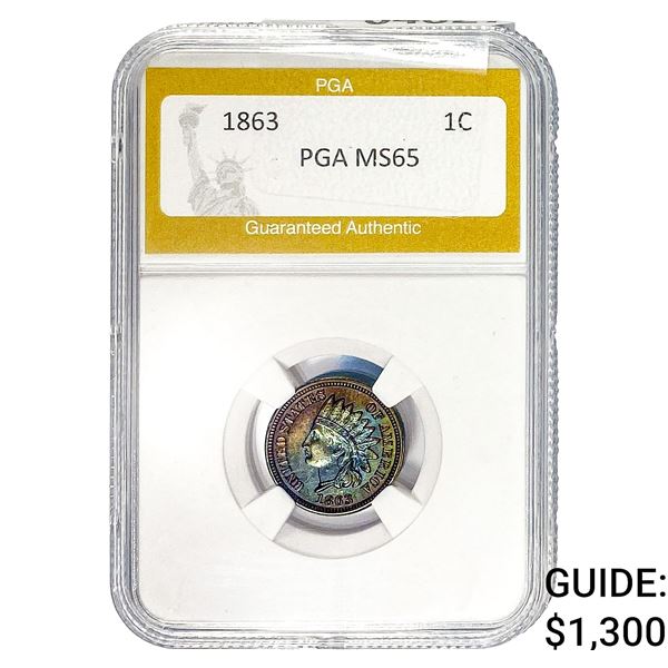 1863 Indian Head Cent PGA MS65