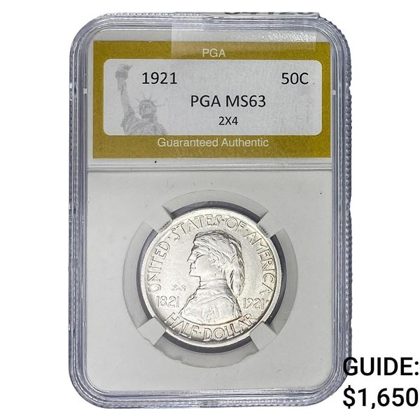 1921 Missouri Half Dollar PGA MS63 2x4