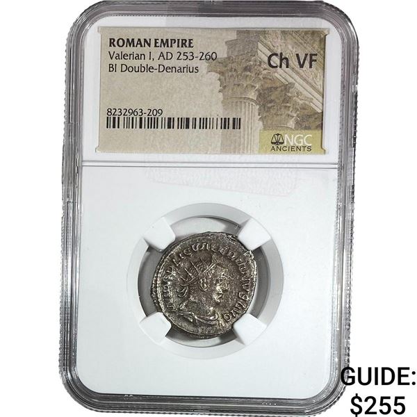 Roman Valerian I AD235-260 BI Dbl-Denarius Ch VF