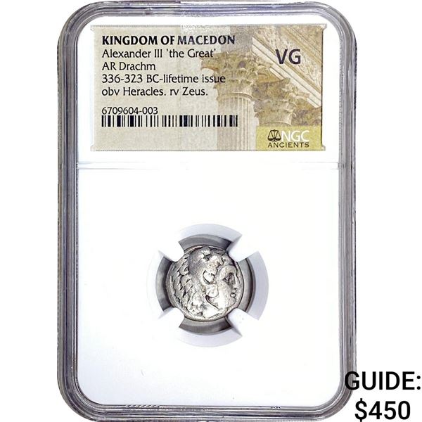 Macedon Alexander III Silver Drachm NGC VG