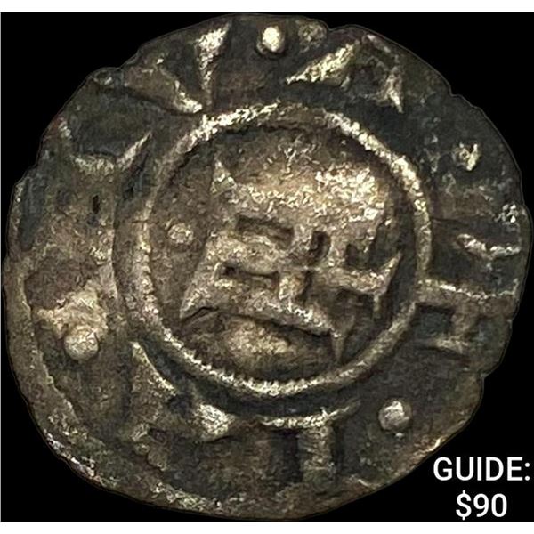 1139-1339 Genoa Republic Silver Denaro NEARLY UNCIRCULATED