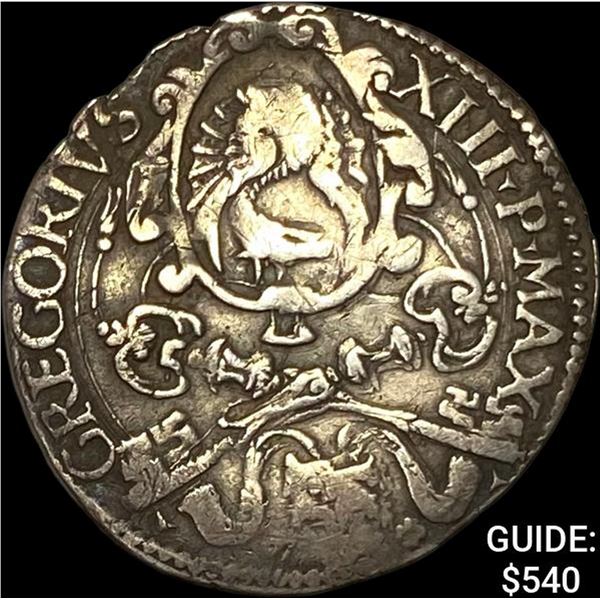 1572-75 Papal States Silver Gregorio NEARLY UNCIRCULATED