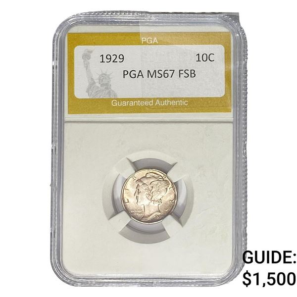 1929 Mercury Silver Dime PGA MS67 FSB