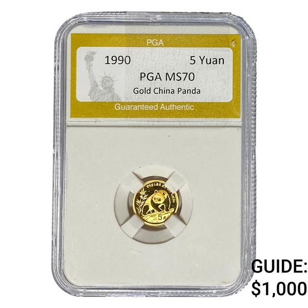1990 5Y 1/20oz Chinese Gold Panda PGA MS70