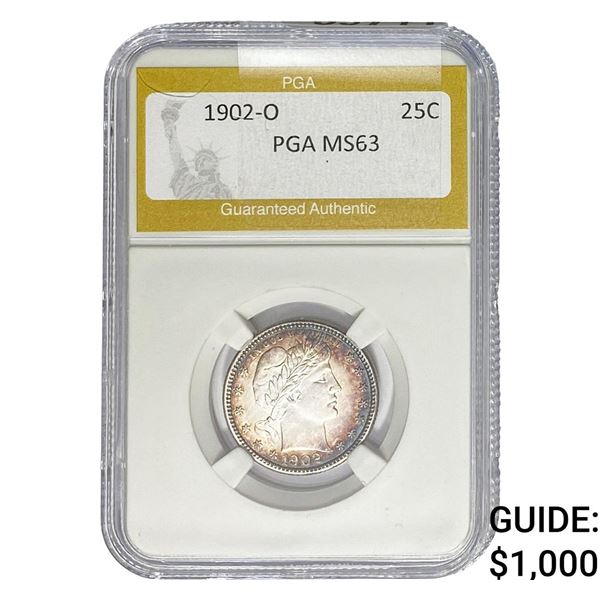 1902-O Barber Quarter PGA MS63