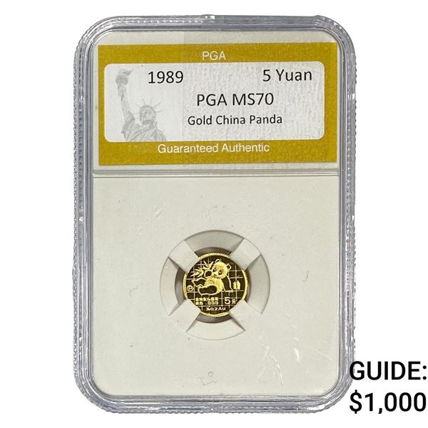 1989 5Y 1/20oz Chinese Gold Panda PGA MS70