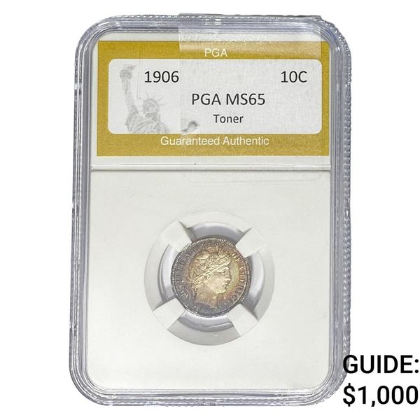 1906 Barber Dime PGA MS65 Toner