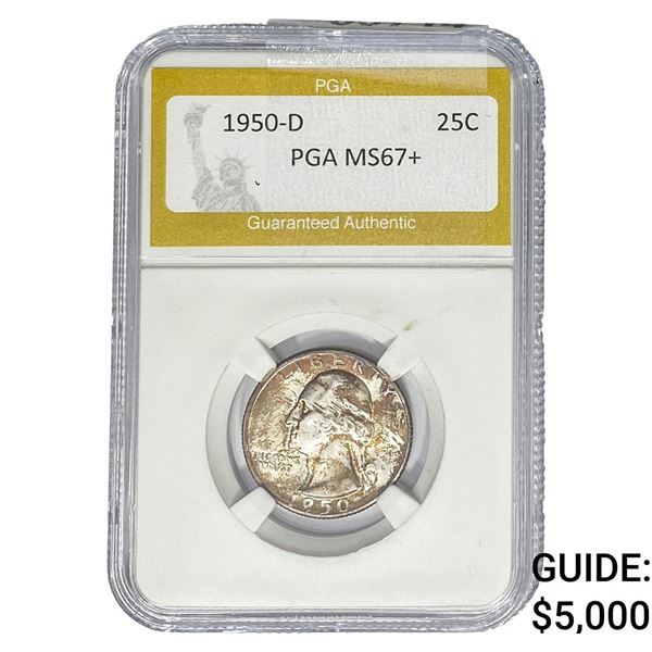 1950-D Washington Silver Quarter PGA MS67+