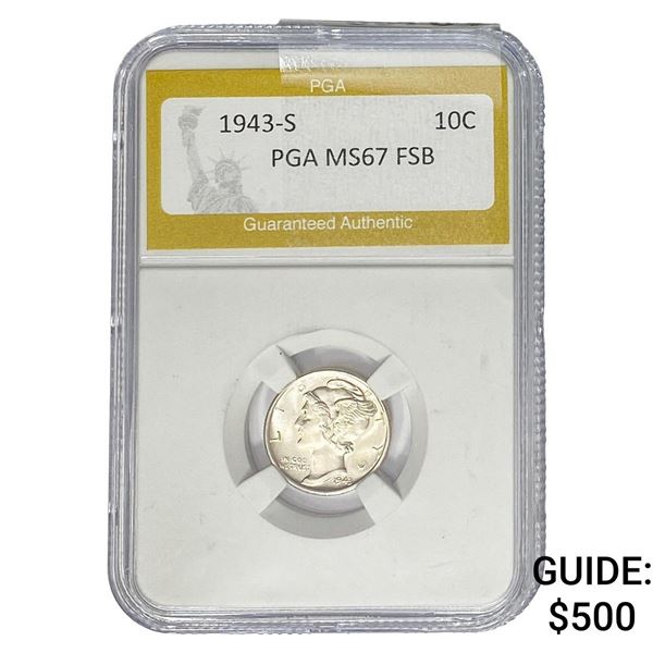 1943-S Mercury Silver Dime PGA MS67 FSB