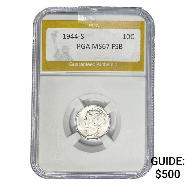 1944-S Mercury Silver Dime PGA MS67 FSB