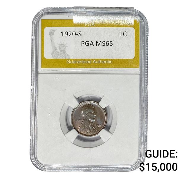 1920-S Wheat Cent PGA MS65