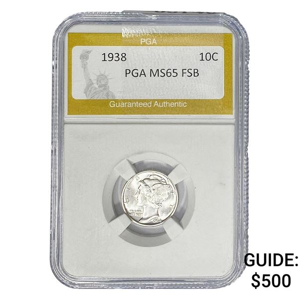 1938 Mercury Silver Dime PGA MS65 FSB