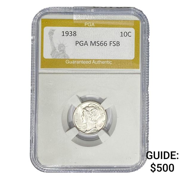1938 Mercury Silver Dime PGA MS66 FSB