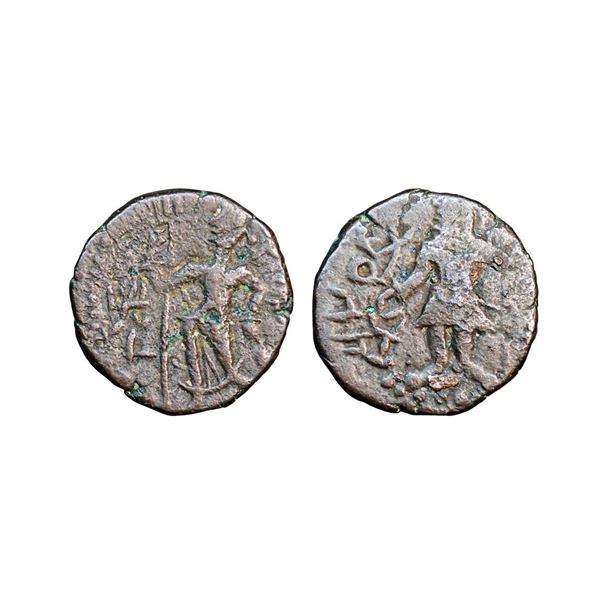 Kushanas, Kanishka I (128-150 AD), Copper 1/4 Unit, 5.10 gms